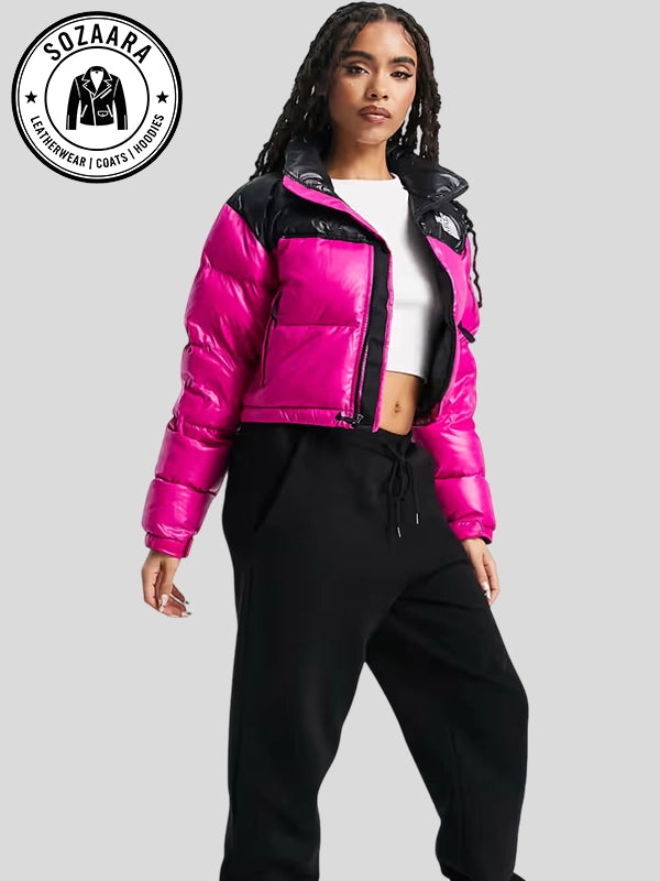 1996 Nuptse Hot PInk Cropped The North Face Down Jacket