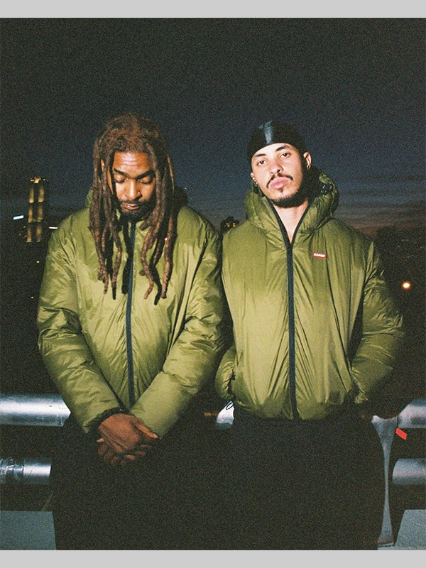 99based Black and olive reversible puffer jacket
