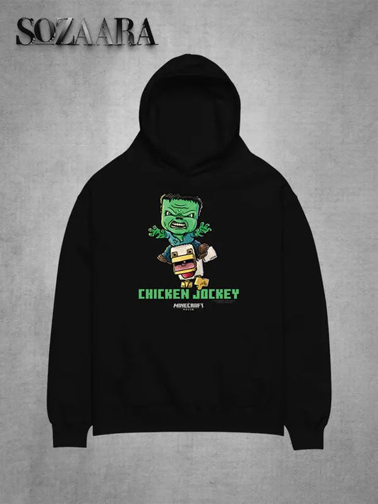 A Minecraft Chicken Jockey Black Hoodie