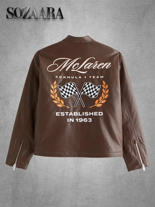 Abercrombie McLaren Leather Racer Jacket Brown