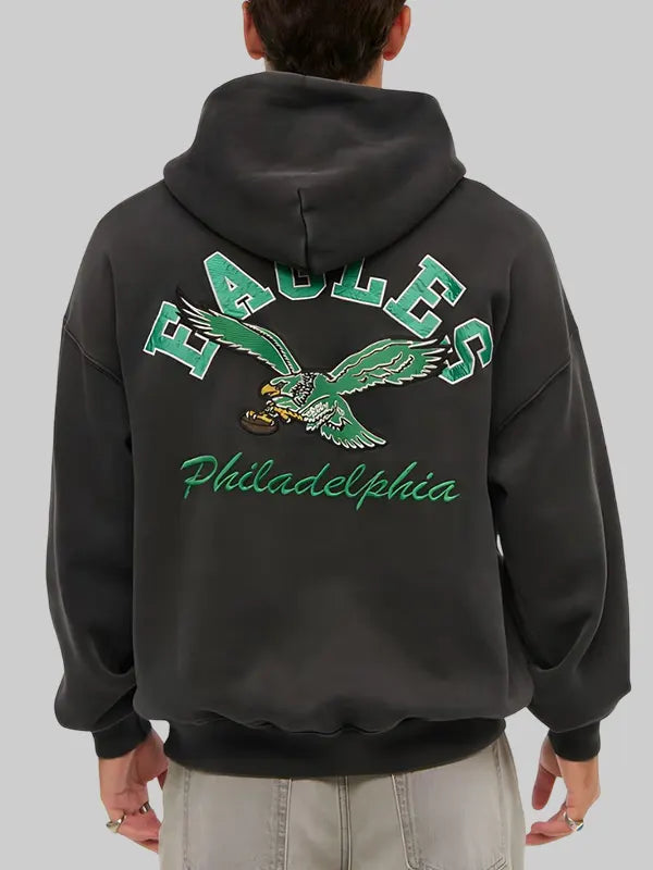 Abercrombie Philadelphia Eagles Graphic Popover Black Hoodie