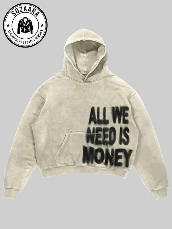 All We Need Is Money Hoodie Beige