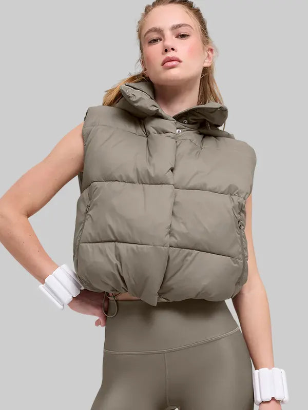 Alo Yoga Light Cocoa Puffer Vest For Sale
