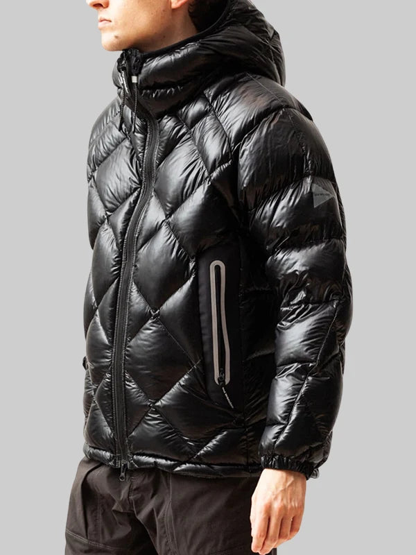 And Wander Diamond Stitch Black Down Jacket
