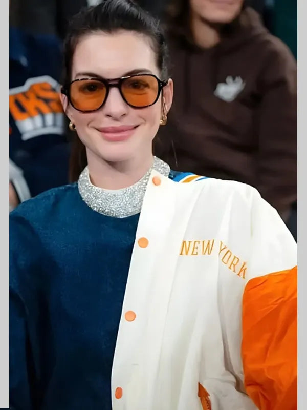 Anne Hathaway New York Knicks Varsity Bomber Jacket
