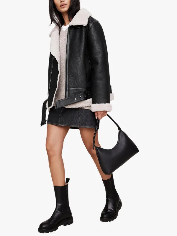 Aviator Banana Republic Black Shearling Jacket