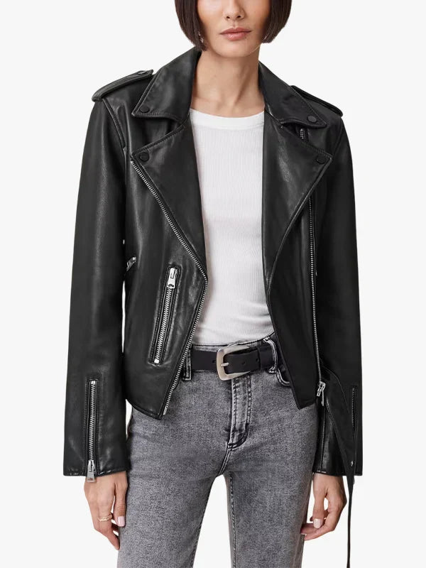 Women's Balfern Black Leather Biker Jacket