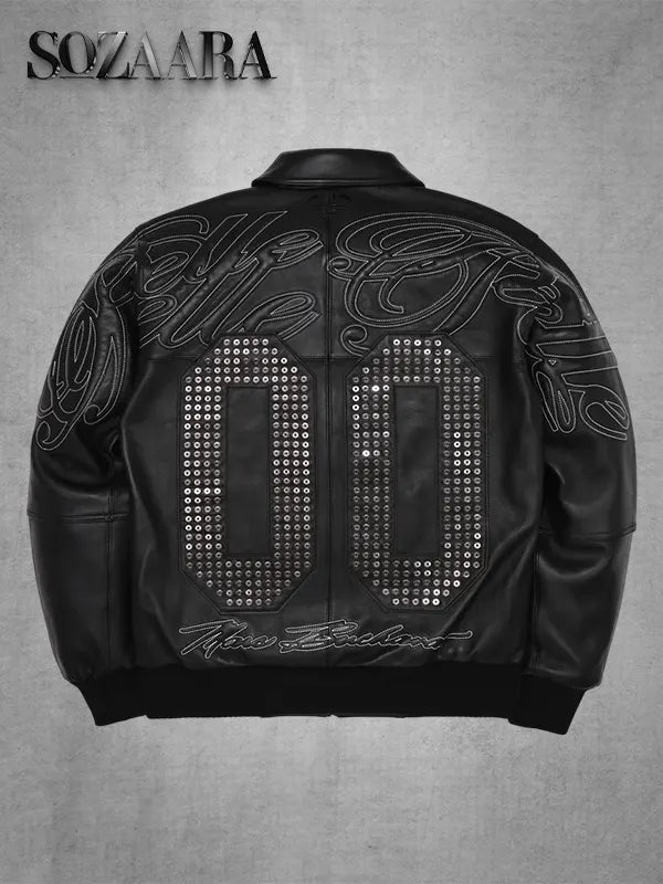 Black Leather Bomber Pelle Pelle x Opium Classic 00 Jacket