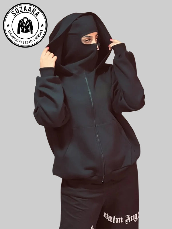 Black Balaclava Hoodie Womens