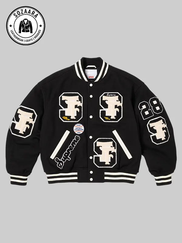 Black Supreme Drill Team Varsity Jacket Men's