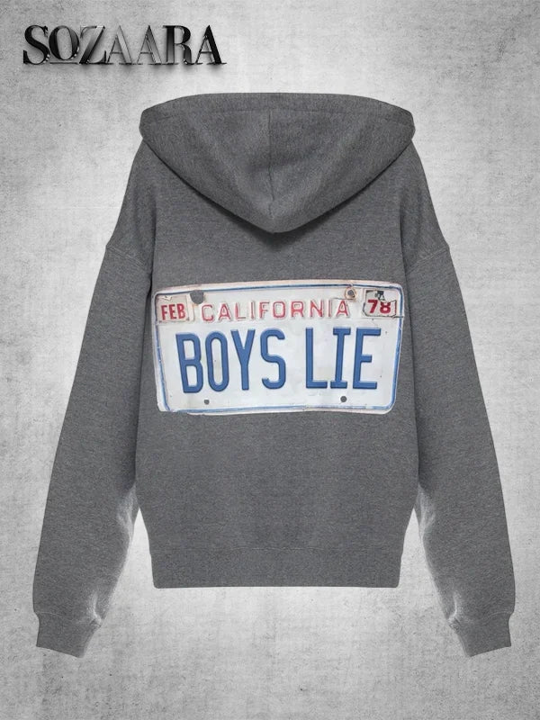 Boys Lie Drivers License Racer Grey Hoodie