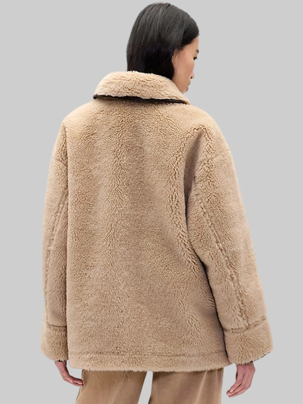 Brown Vegan Leather Faux Sherpa Sandy Liang Gap Reversible Jacket