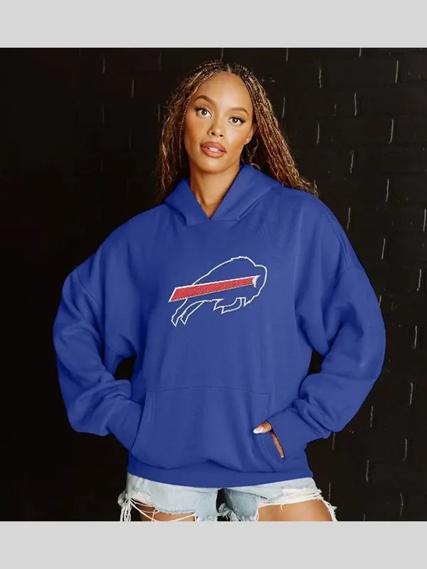 Buffalo Bills Never Stop Oversized Blue Hoodie
