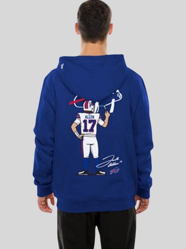 Buffalo Bills New Era Billustration Josh Allen Blue Hoodie