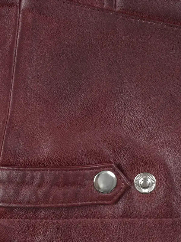 Burgundy Biker Leather Jacket 