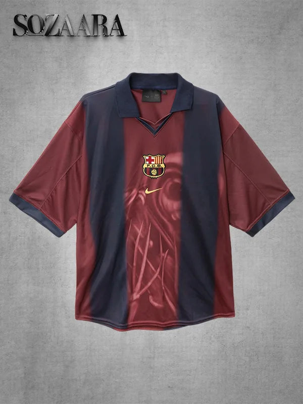 CJ X NIKE X FC BARCELONA RETRO 2000 01 HOME SKELETON JERSEY