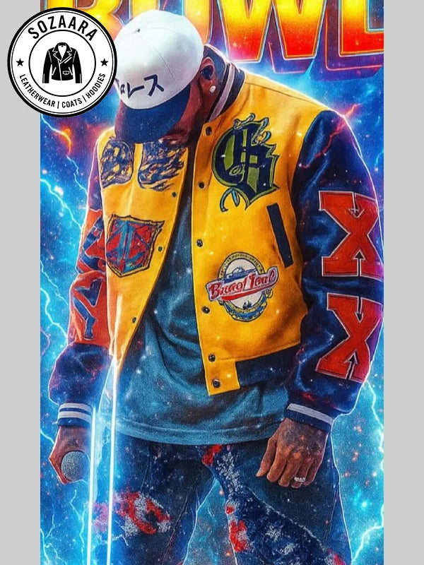 Chris Brown Breezy Bowl Jacket Yellow Blue