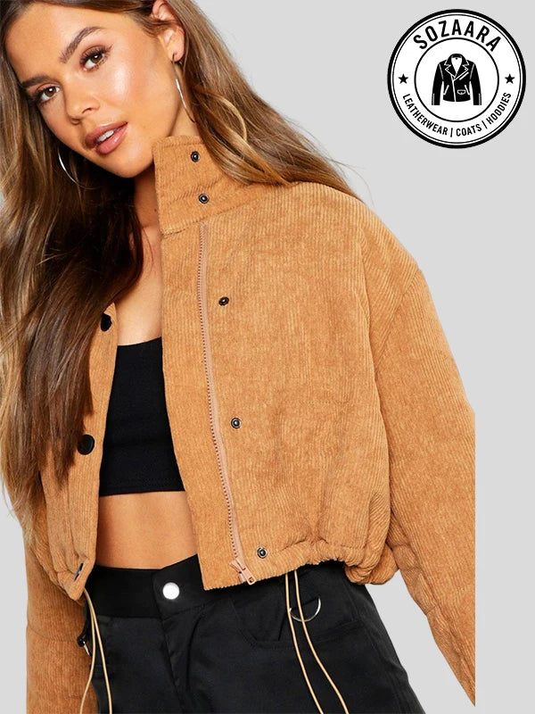 Cord Puffer Jacket Brown