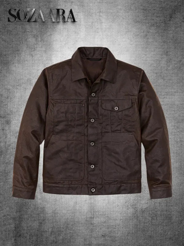Dark Brown Tin Cloth Short Lined Cruiser Jacket Filson