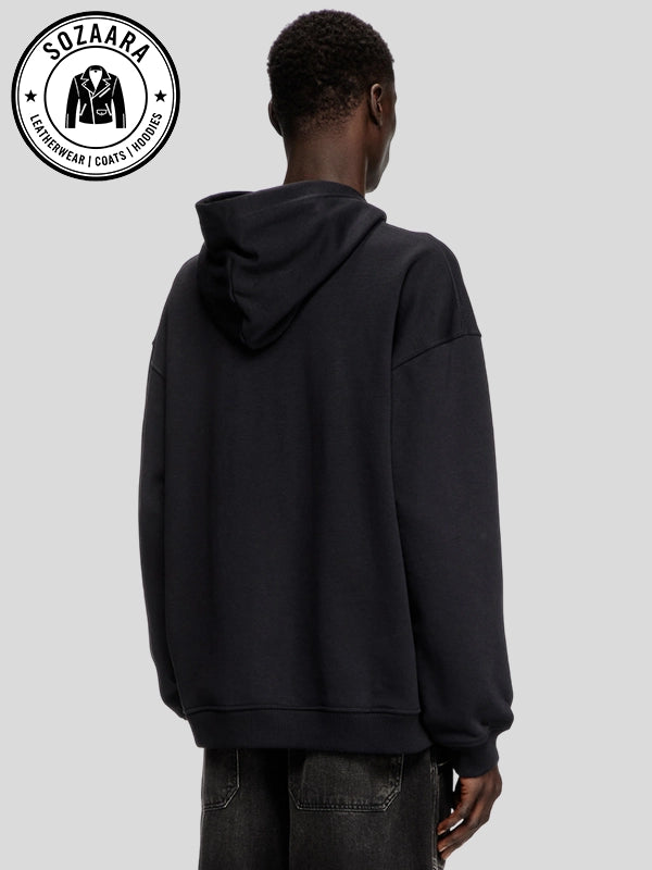 Destroyed Effect Logo Print Diesel Hoodie Mens