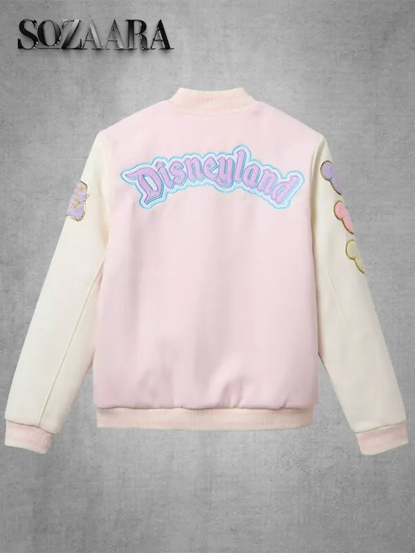 Disneyland Logo Varsity Jacket For Women By Stoney Clover Lane Pink