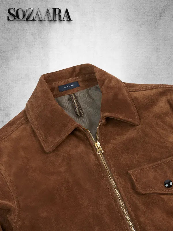 Drakes Tobacco Heavyweight Suede A 2 Bomber Jacket Brown