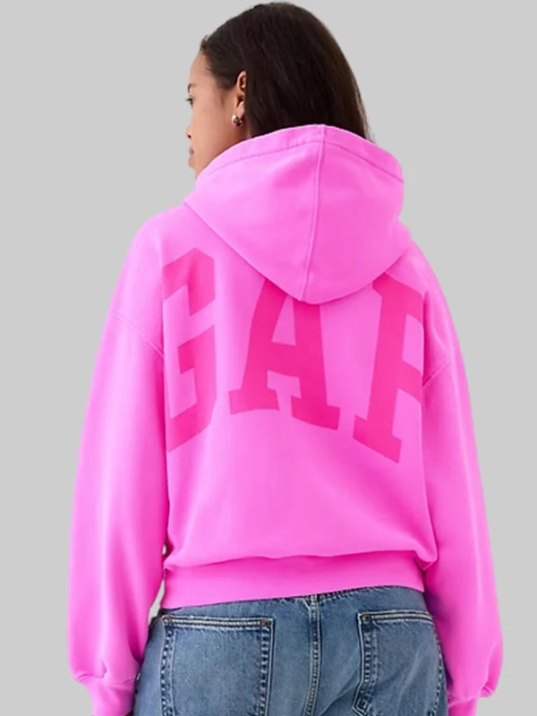 GAP Vintage Soft Crop Logo Hoodie In Pink