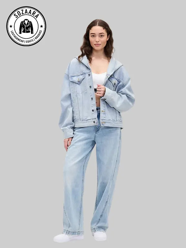 Gap Beis Hooded Denim Jacket Blue