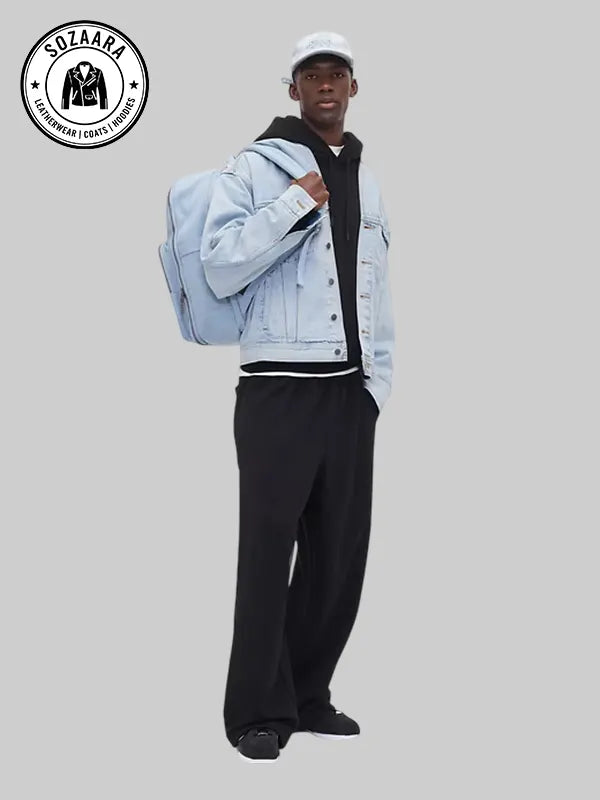 Gap Beis Oversized Hooded Denim Jacket Blue