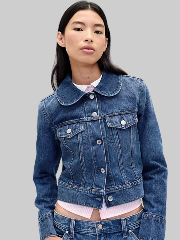 Gap × Sandy Liang Blue Cropped Denim Jacket
