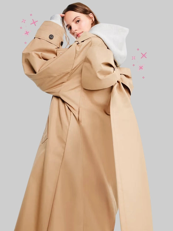 Gap × Sandy Liang Bow-Back Tan Brown Trench Coat
