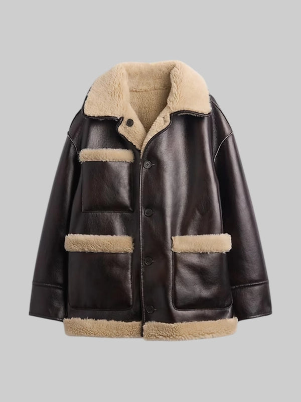 Gap × Sandy Liang Reversible Leather Sherpa Jacket
