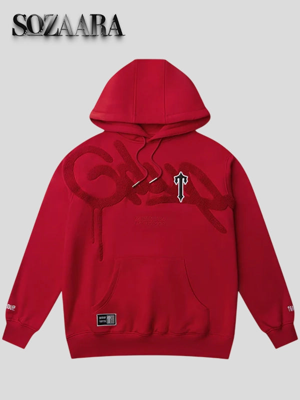 Geedup x Trapstar Handstyle Irongate T Hoodie Red