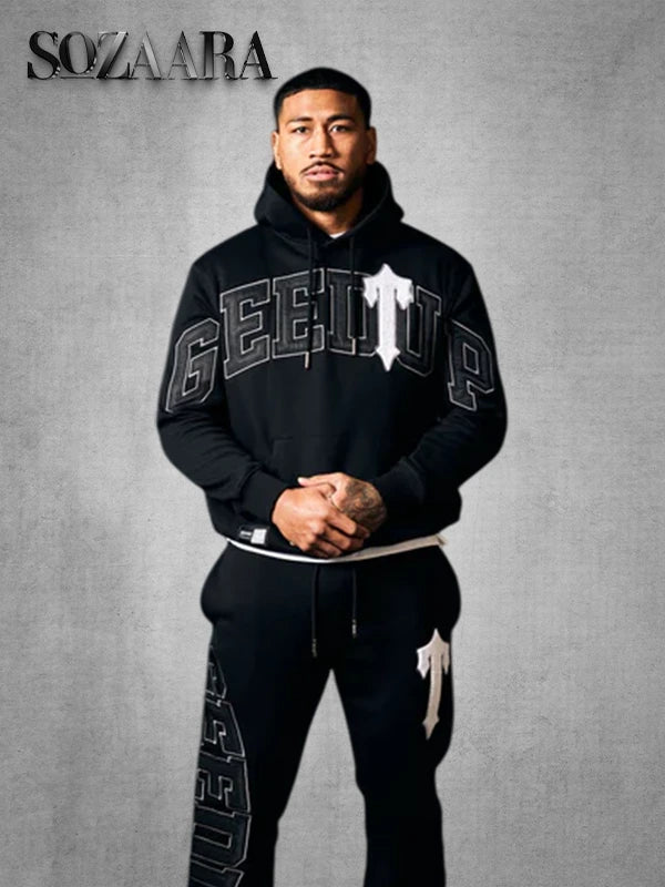 Geedup x Trapstar Irongate T Hoodie Black/White - Sozaara