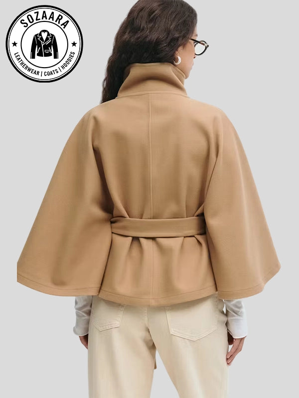 Gina Tricot Belt Cape Beige Jacket