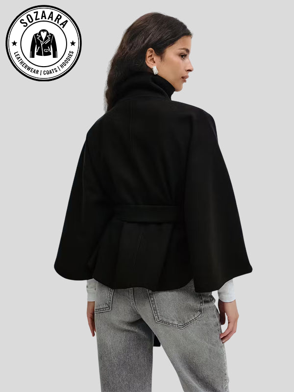 Gina Tricot Belt Cape Black Jacket