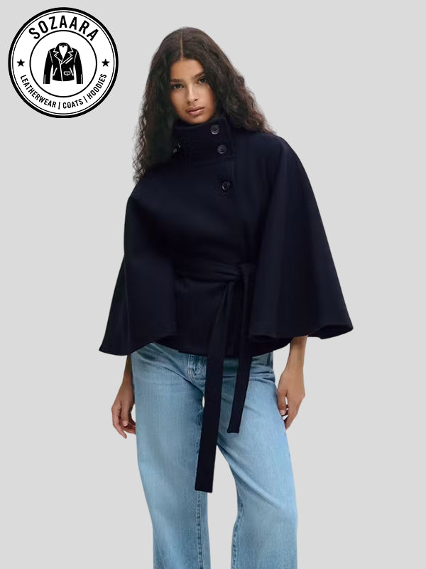 Gina Tricot Belt Cape Blue Jacket
