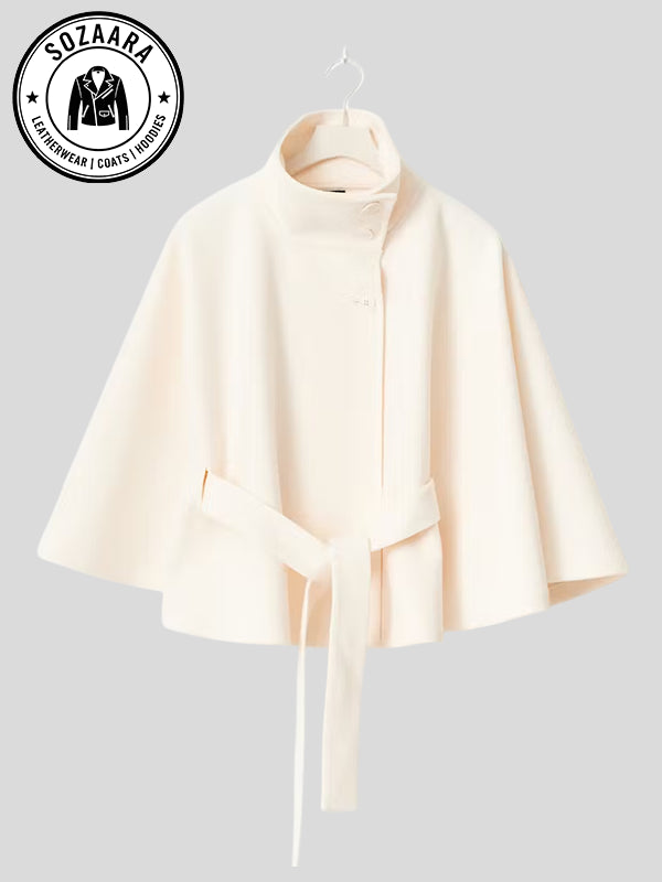 Gina Tricot Belt Cape Jacket White