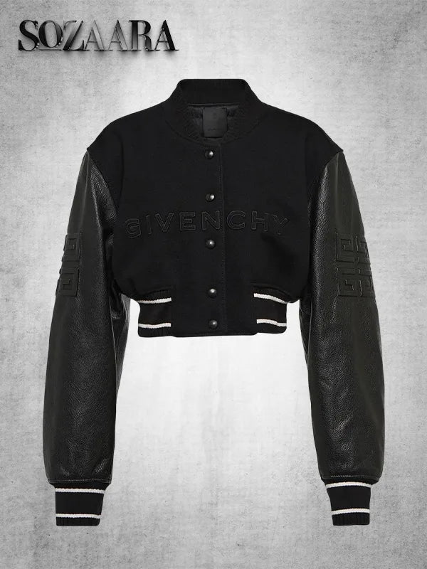 Givenchy Cropped Varsity Jacket Black
