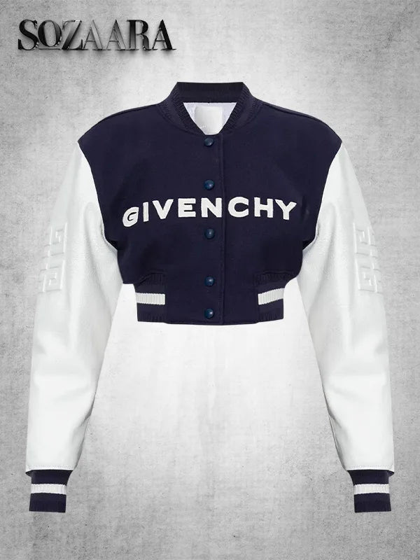 Givenchy Cropped Varsity Jacket Blue