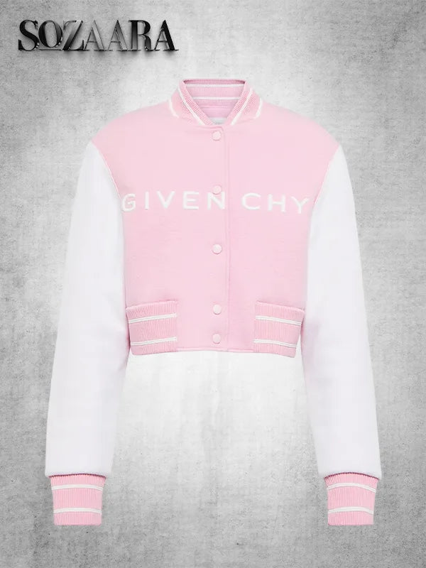 Givenchy Cropped Varsity Jacket Pink