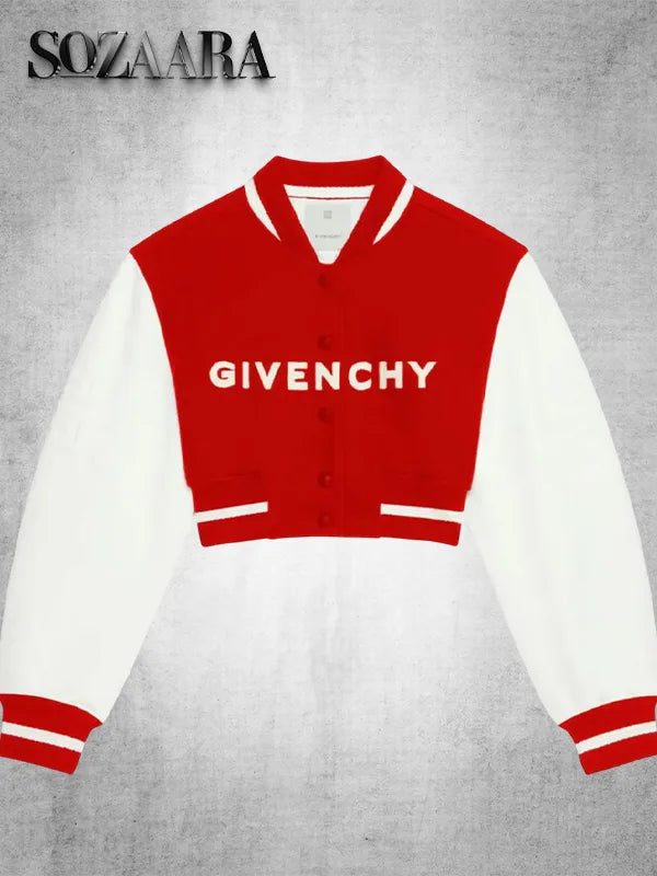 Givenchy Cropped Varsity Jacket Red