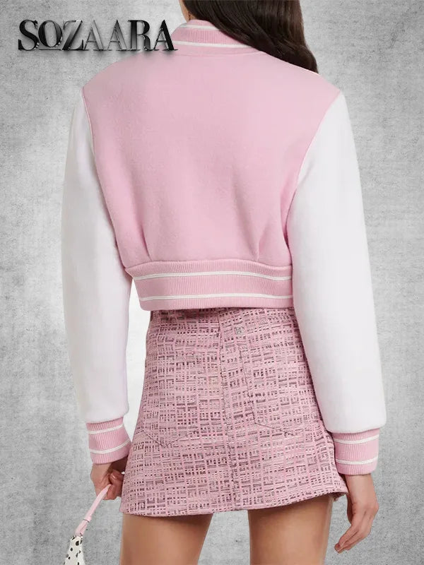 Givenchy Womens Crop Varsity Jacket Pink