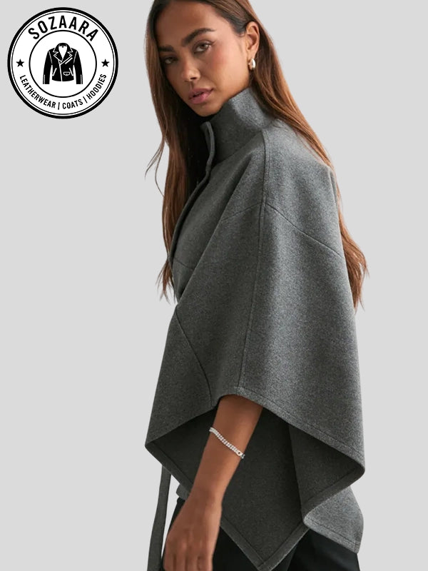 Grey Fancy Poncho Jacket Nelly