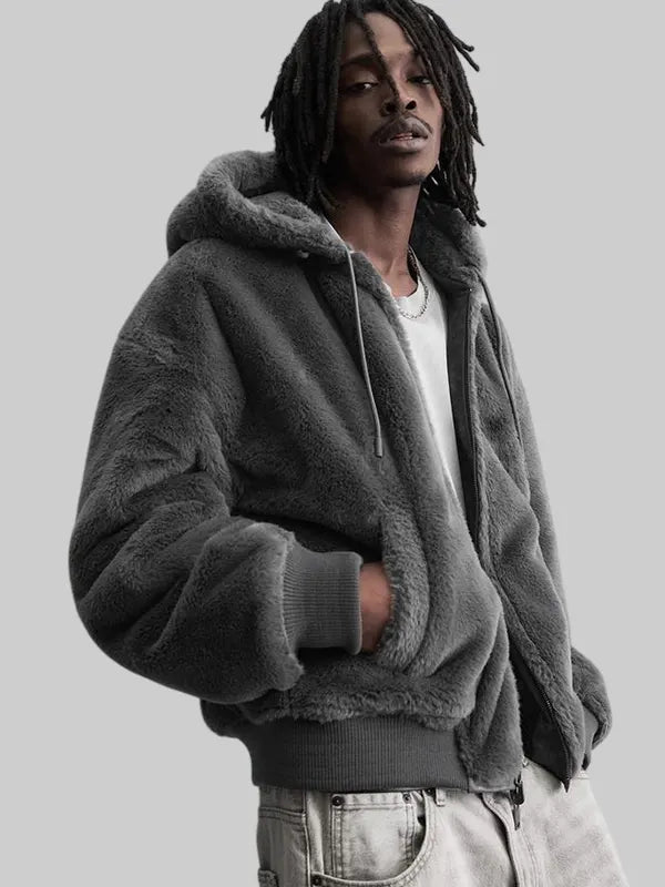 Grey Zara Reversible Jacket Fur
