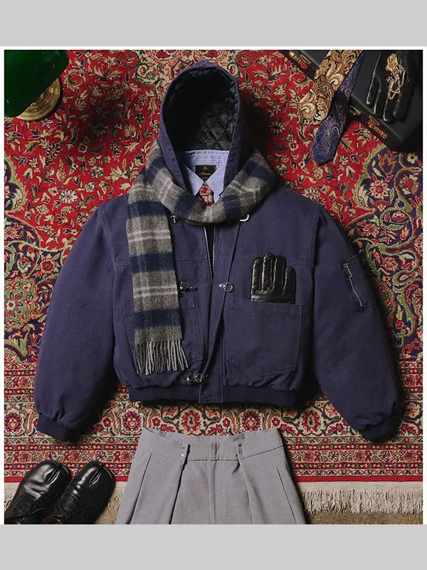 Shinzo Shige 15oz Navy Canvas Clasp Bomber Jacket