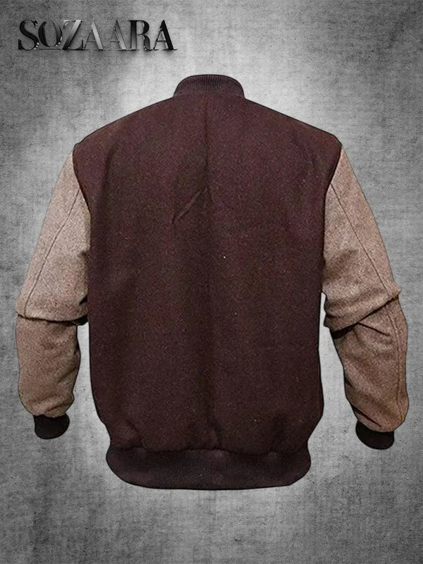Hotline Miami Letterman Varsity Jacket Brown