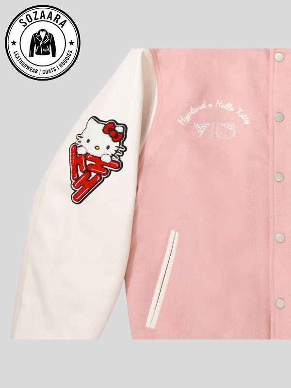 Hypland Hello Kitty Apples Varsity Jacket Pink