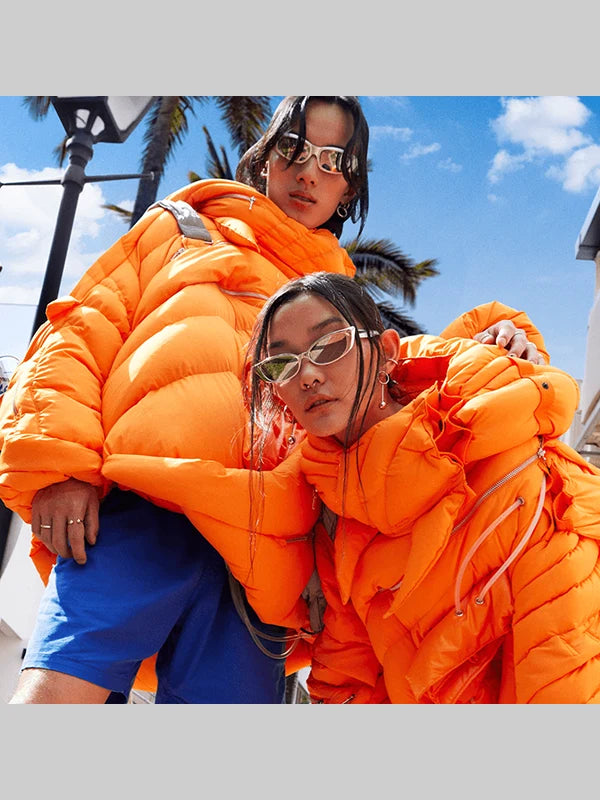 IZZY DU Cooling System Tiger Beer Puffer Jacket Orange