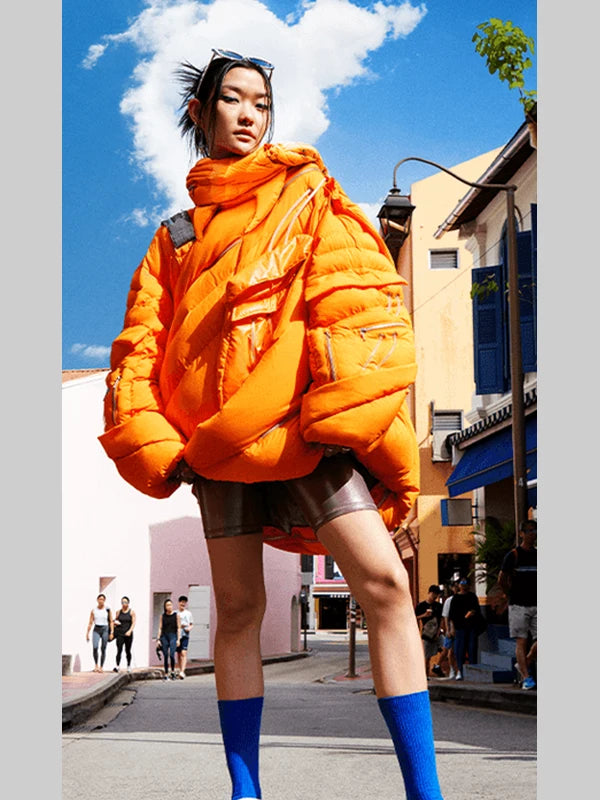 IZZY DU x Tiger Beer Puffer Jacket Orange